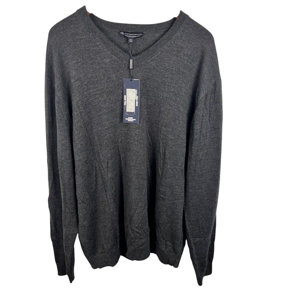 Extra Fine Merino Wool Sweater Mens XL Tall Base Layer V-Neck Gray Lightweight